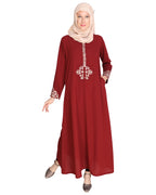 Persian Embroidered Abaya Maroon