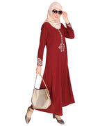 Persian Embroidered Abaya Maroon