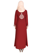 Persian Embroidered Abaya Maroon