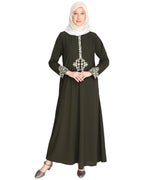 Persian Embroidered Abaya OLIVE GREEN
