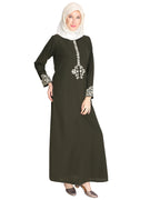 Persian Embroidered Abaya OLIVE GREEN