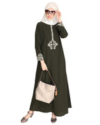 Persian Embroidered Abaya OLIVE GREEN