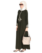 Persian Embroidered Abaya OLIVE GREEN