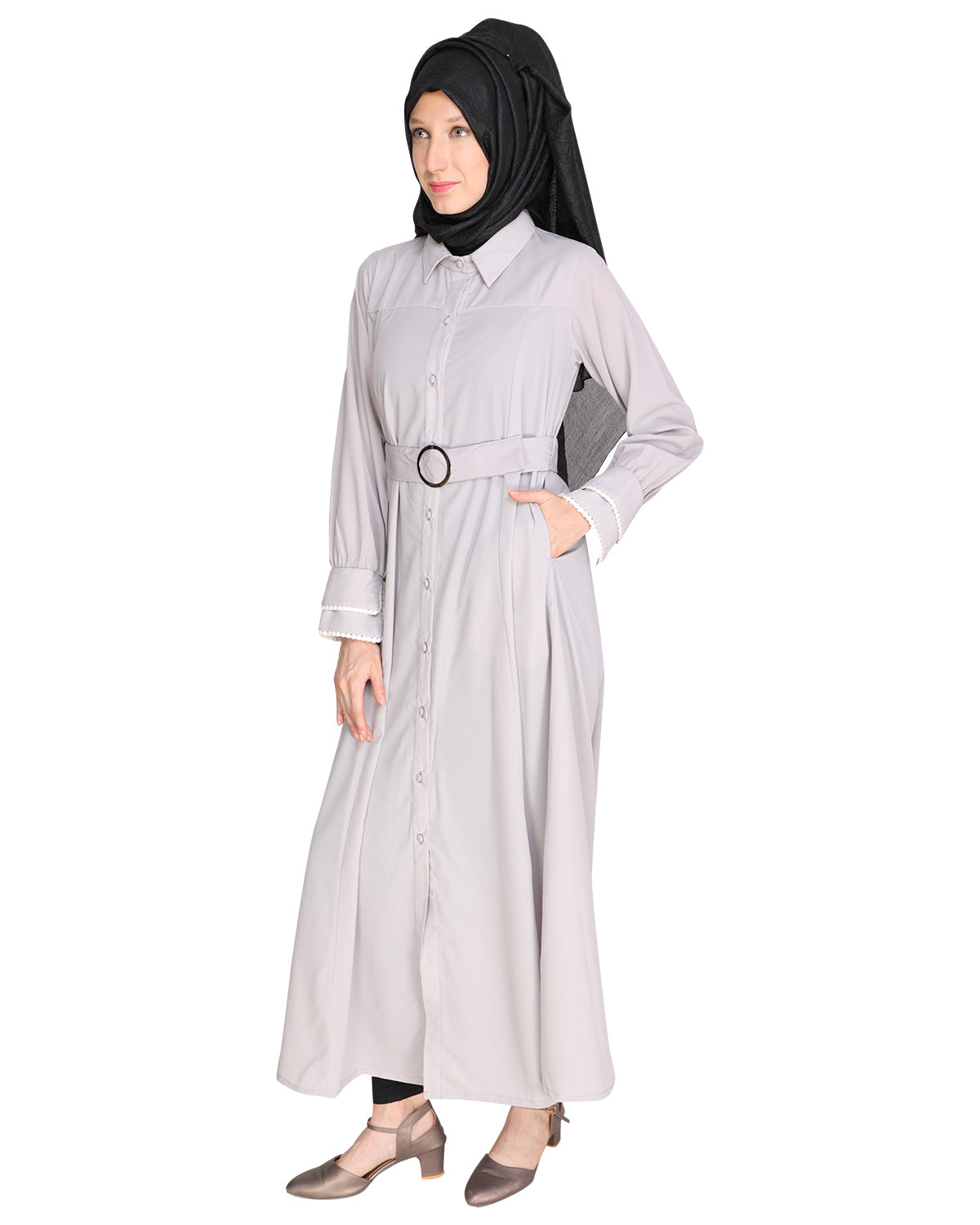Shirt Style Maxi Dress Black