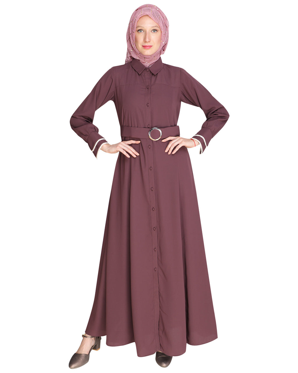 Shirt Style Maxi Dress Purple