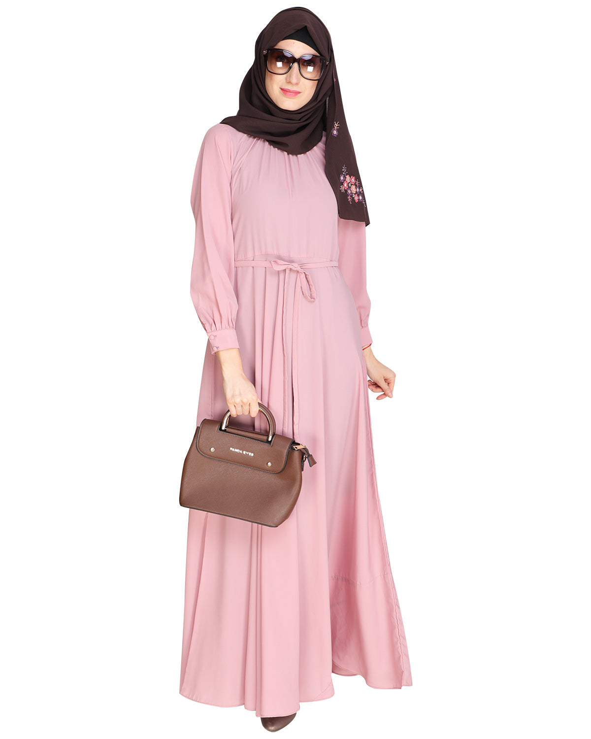 Gathered Neck Maxi Dress Blush pink