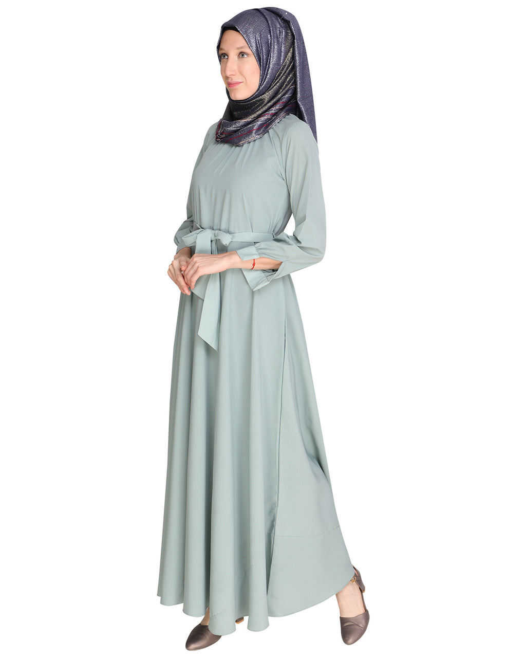 Gathered Neck Maxi Dress Brown