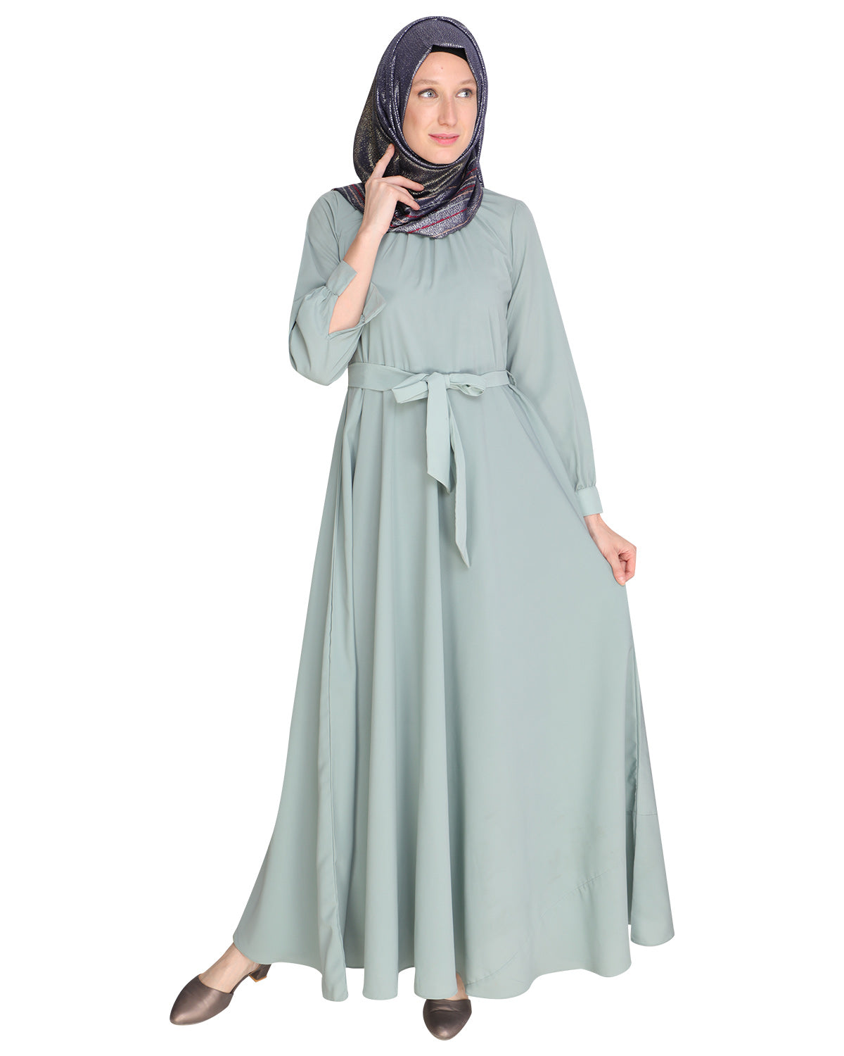 Gathered Neck Maxi Dress Brown