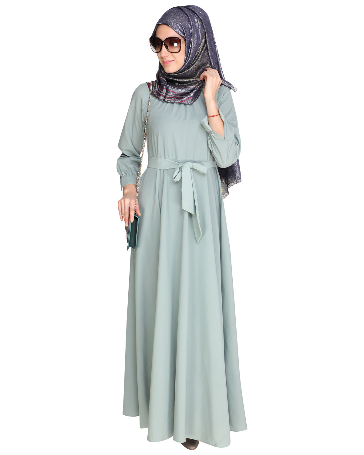 Gathered Neck Maxi Dress Green