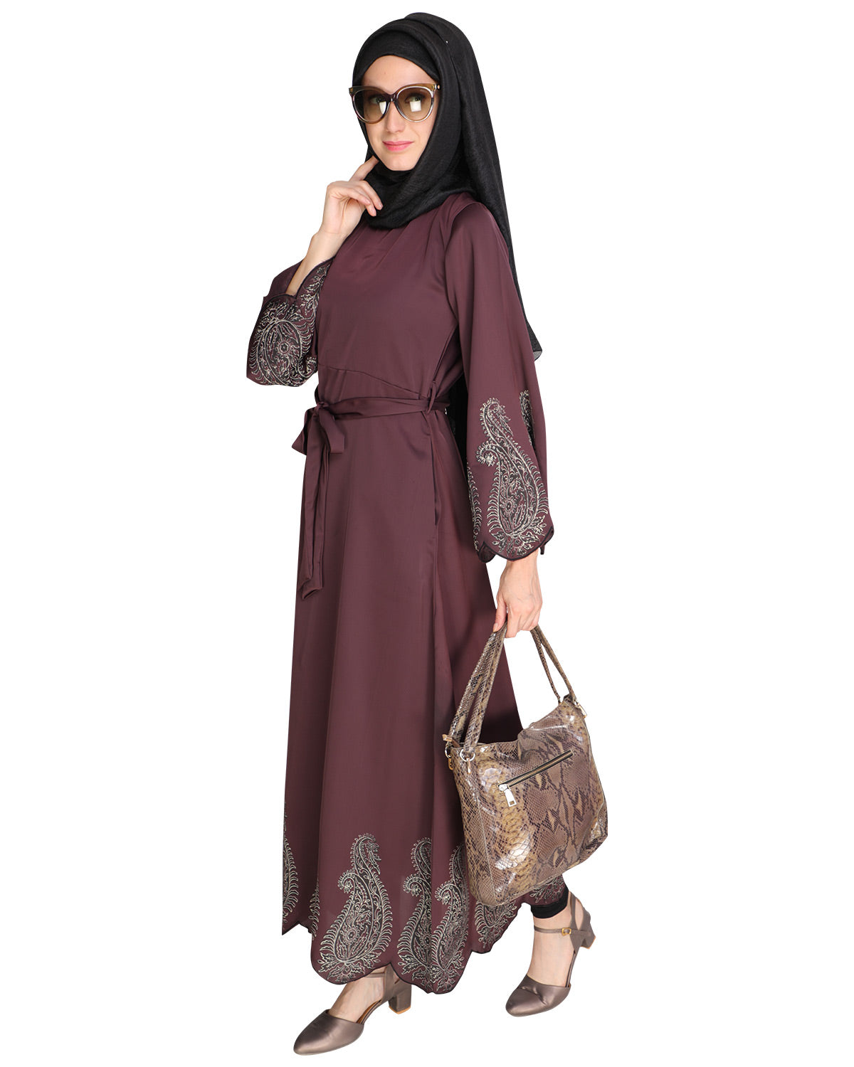 Block printed Abaya Purple