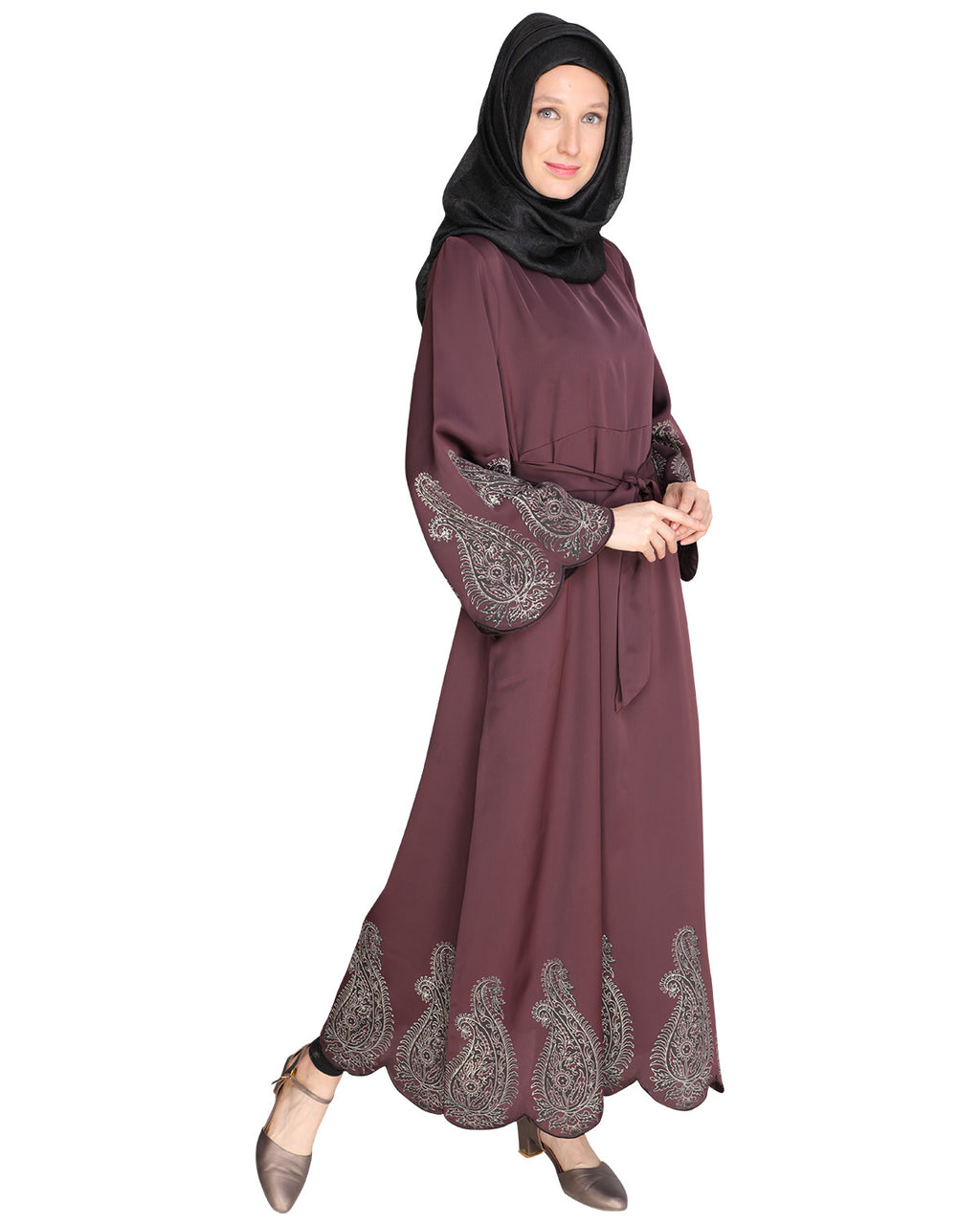 Block printed Abaya Purple