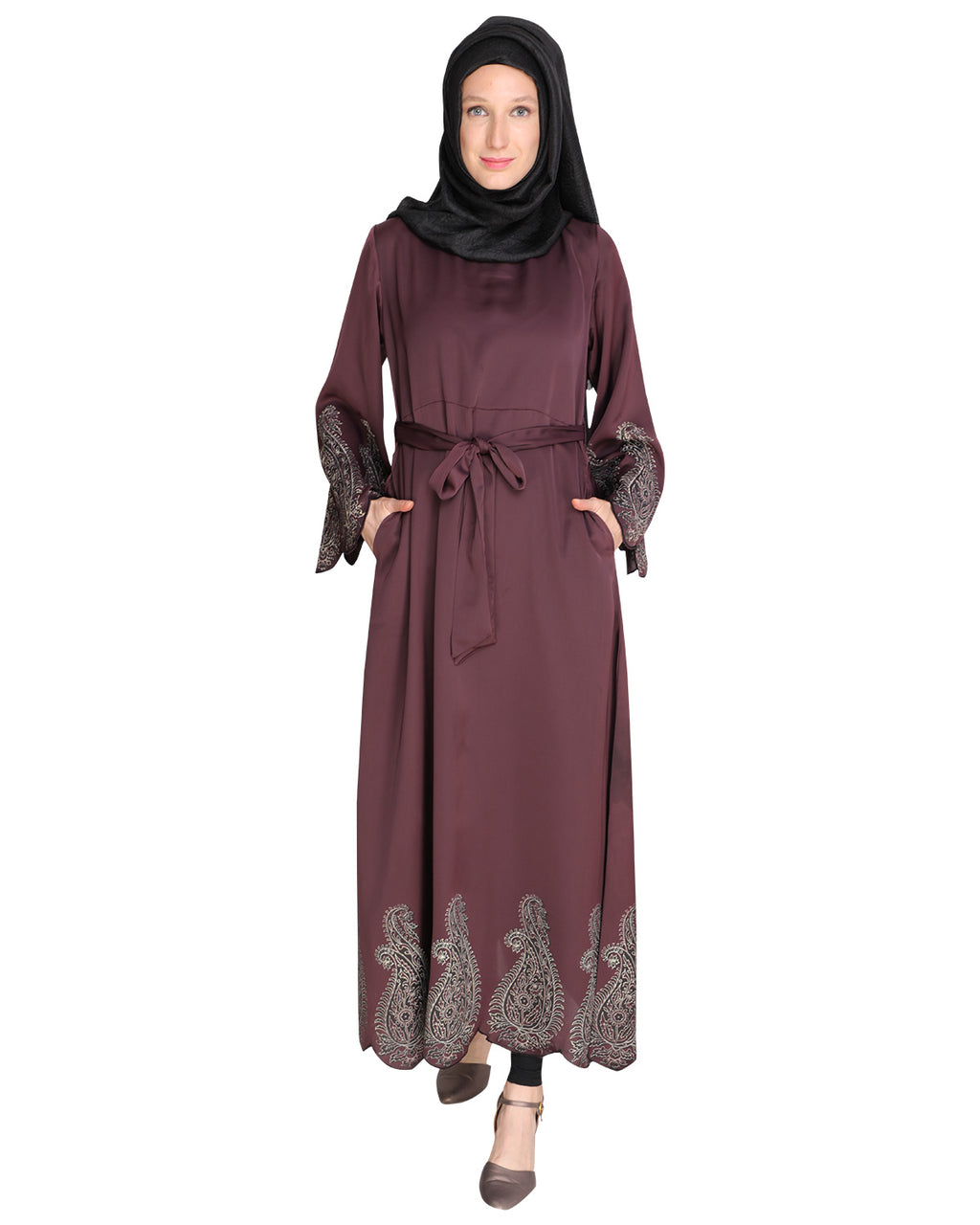 Block printed Abaya Purple