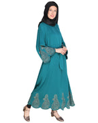 Block printed Abaya Teal Blue