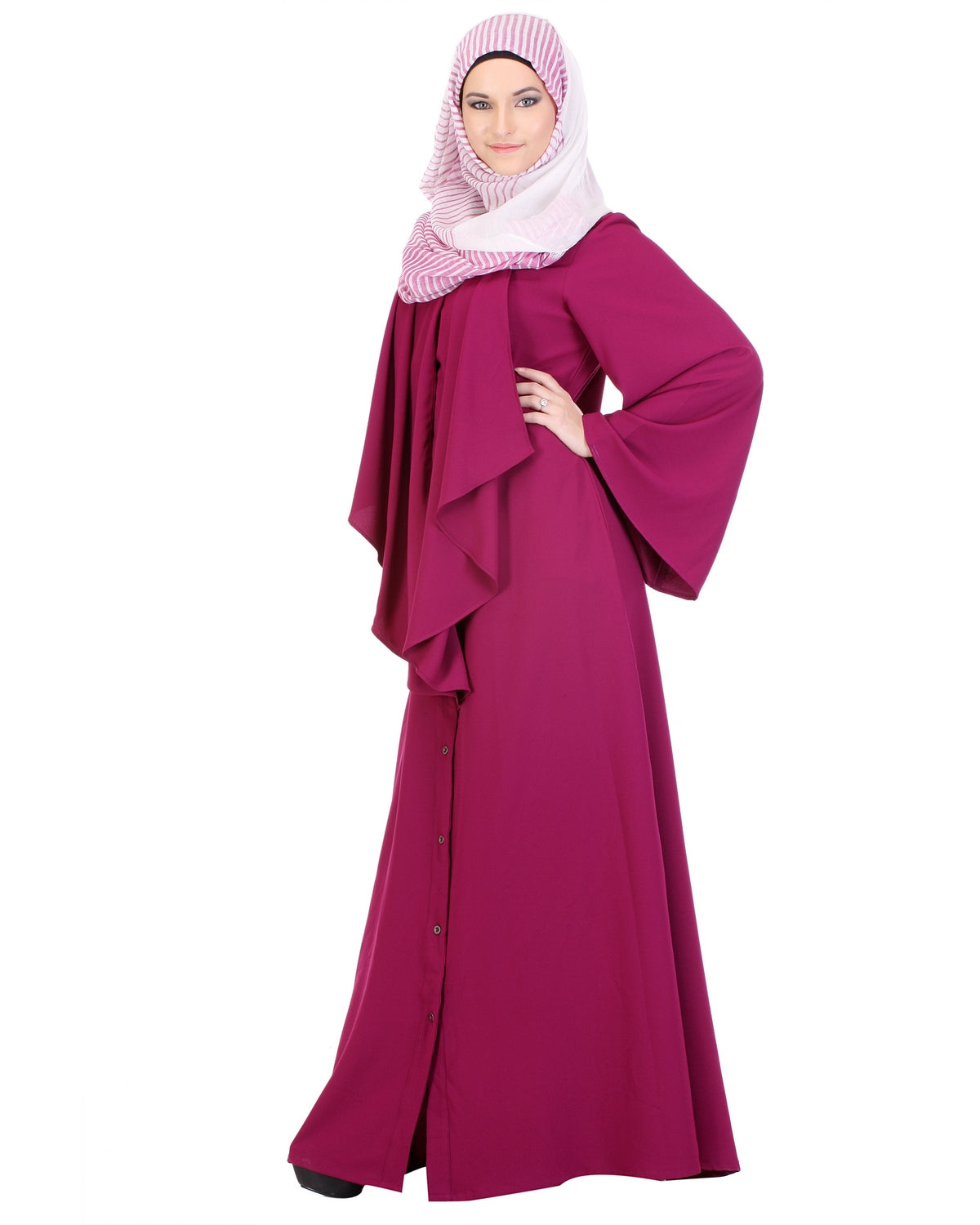 Flared Marsala Abaya Red