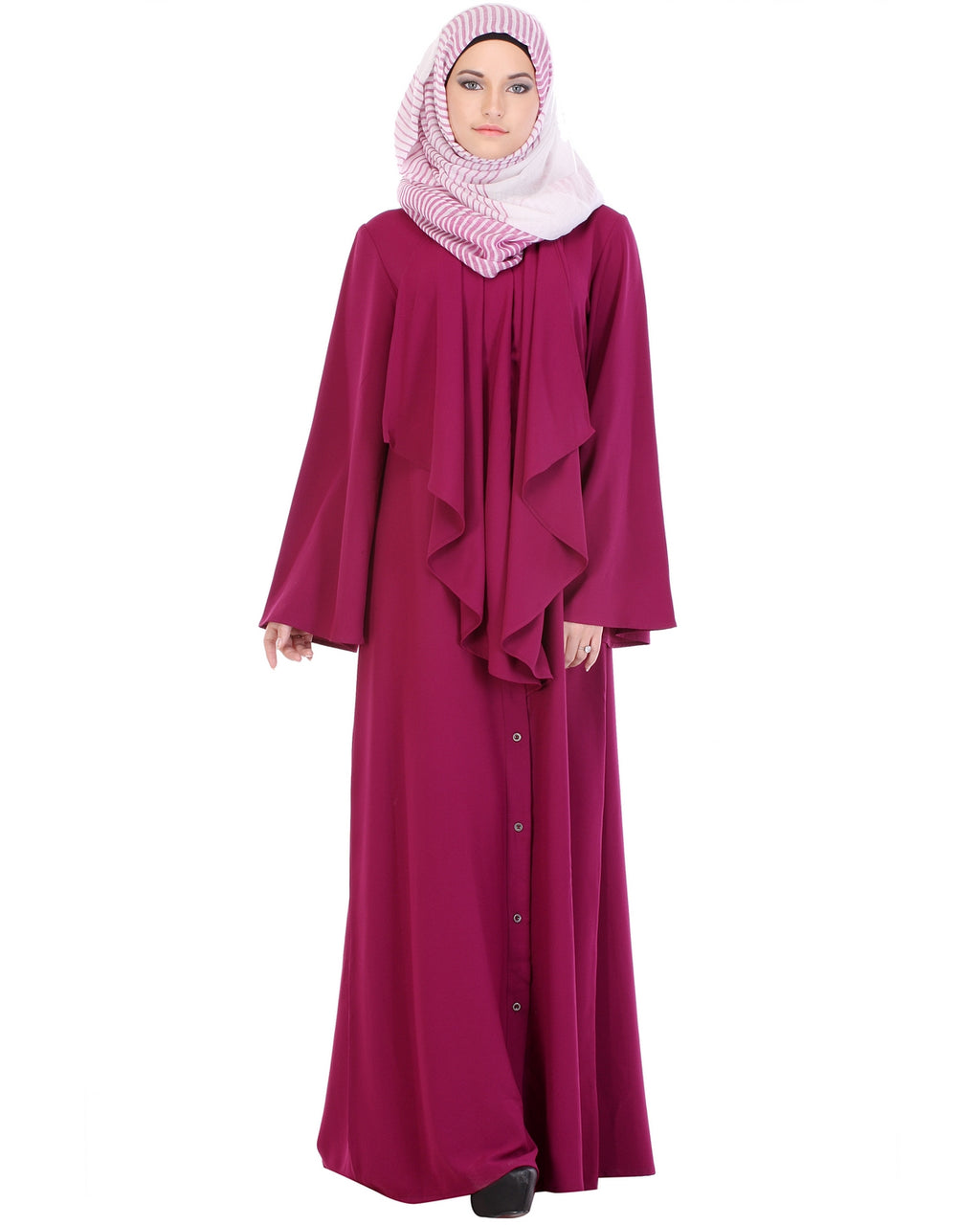 Flared Marsala Abaya Red