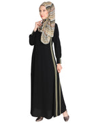 Black Side Detailed Abaya Black