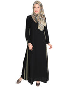 Black Side Detailed Abaya Black