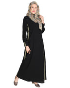 Black Side Detailed Abaya Black