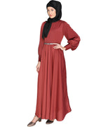 Flared Maxi Dress Brick Red