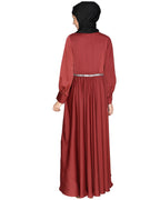 Flared Maxi Dress Brick Red