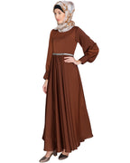 Flared Maxi Dress Caramel Brown