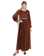 Flared Maxi Dress Caramel Brown