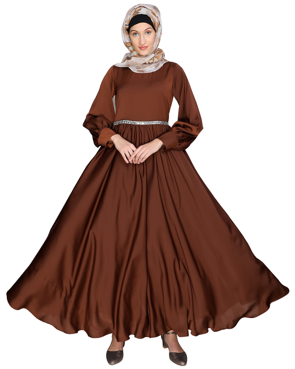Flared Maxi Dress Caramel Brown