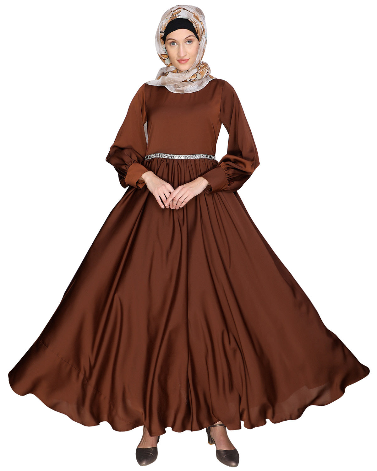 Flared Maxi Dress Caramel Brown