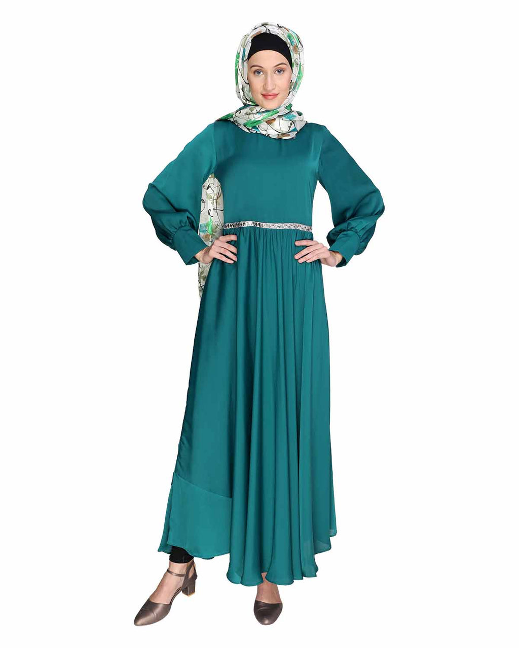 Flared Maxi Dress Green