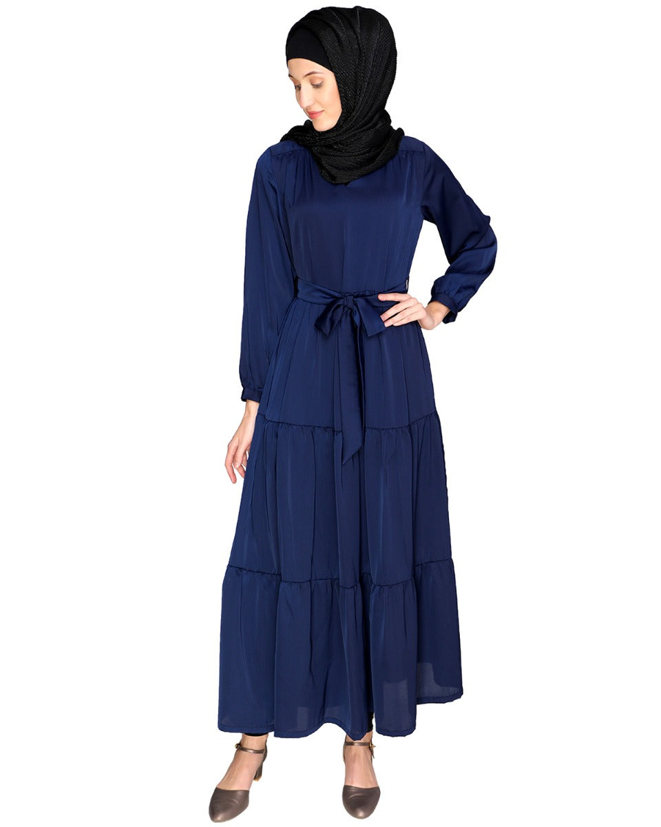 Overlap Maxi Dress Blue