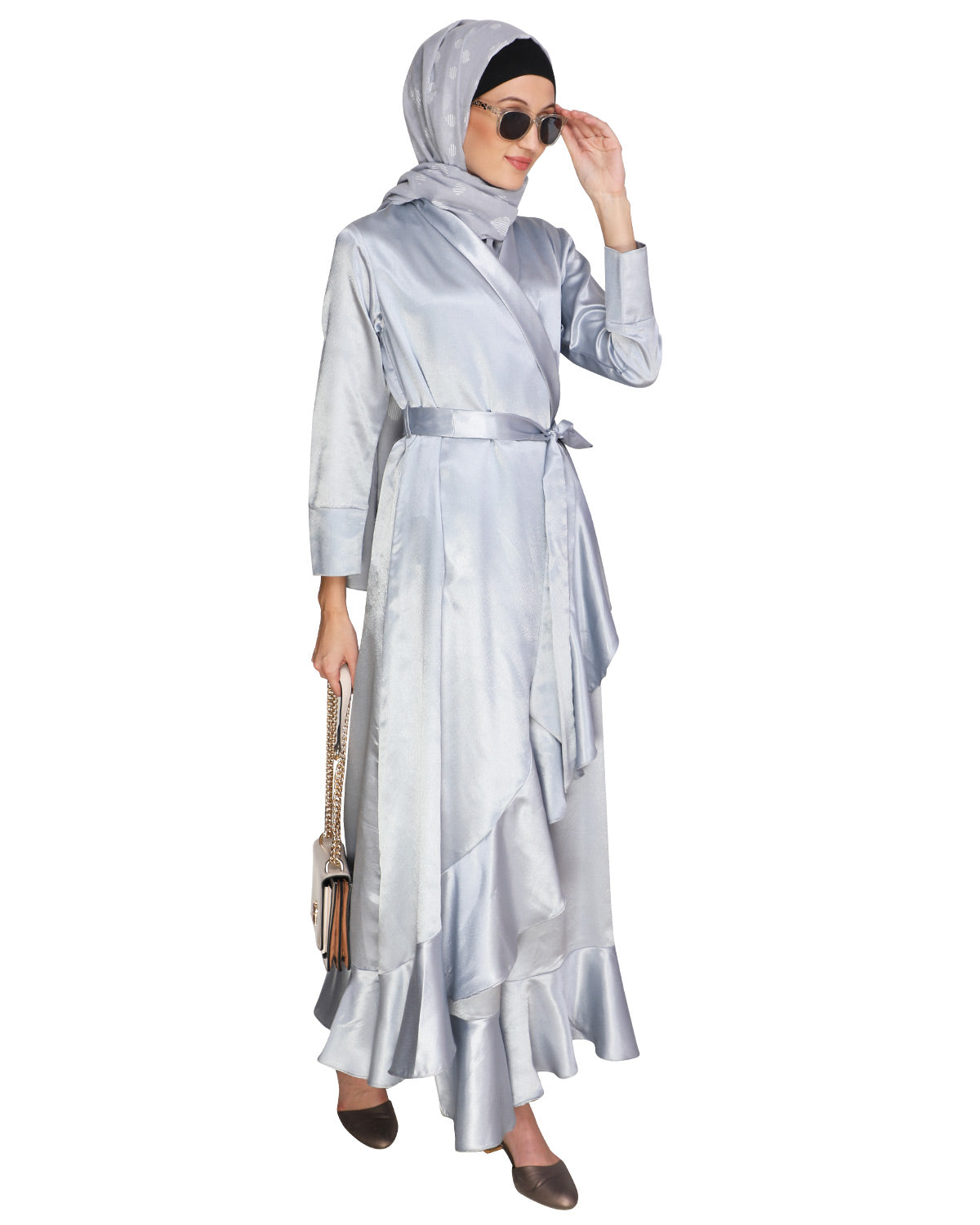 Overlap Maxi Dress Grey
