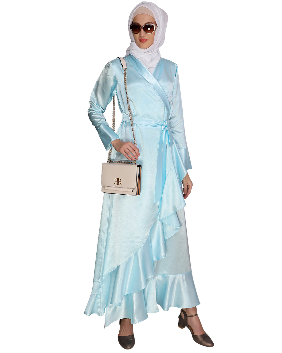 Overlap Maxi Dress Sky Blue