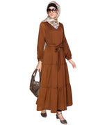 Caramel Brown Tiered Maxi Dress Brown