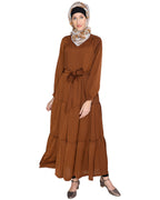 Caramel Brown Tiered Maxi Dress Brown