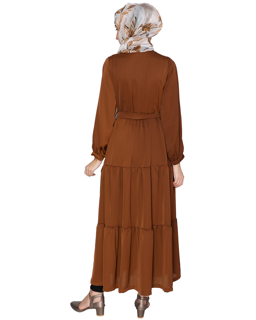 Caramel Brown Tiered Maxi Dress Brown