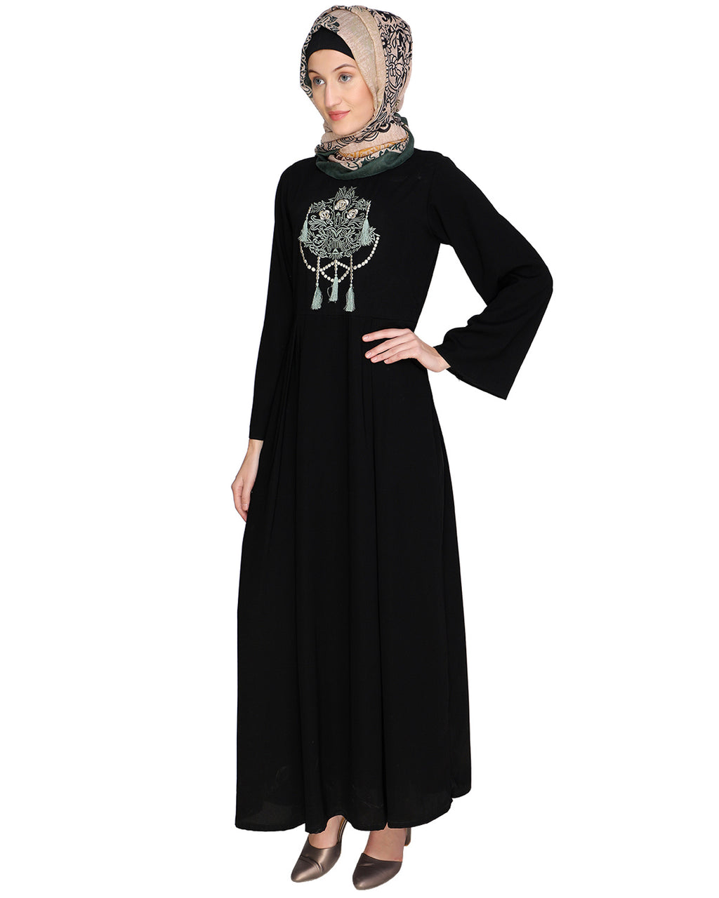 Tassels Detail Abaya Black S