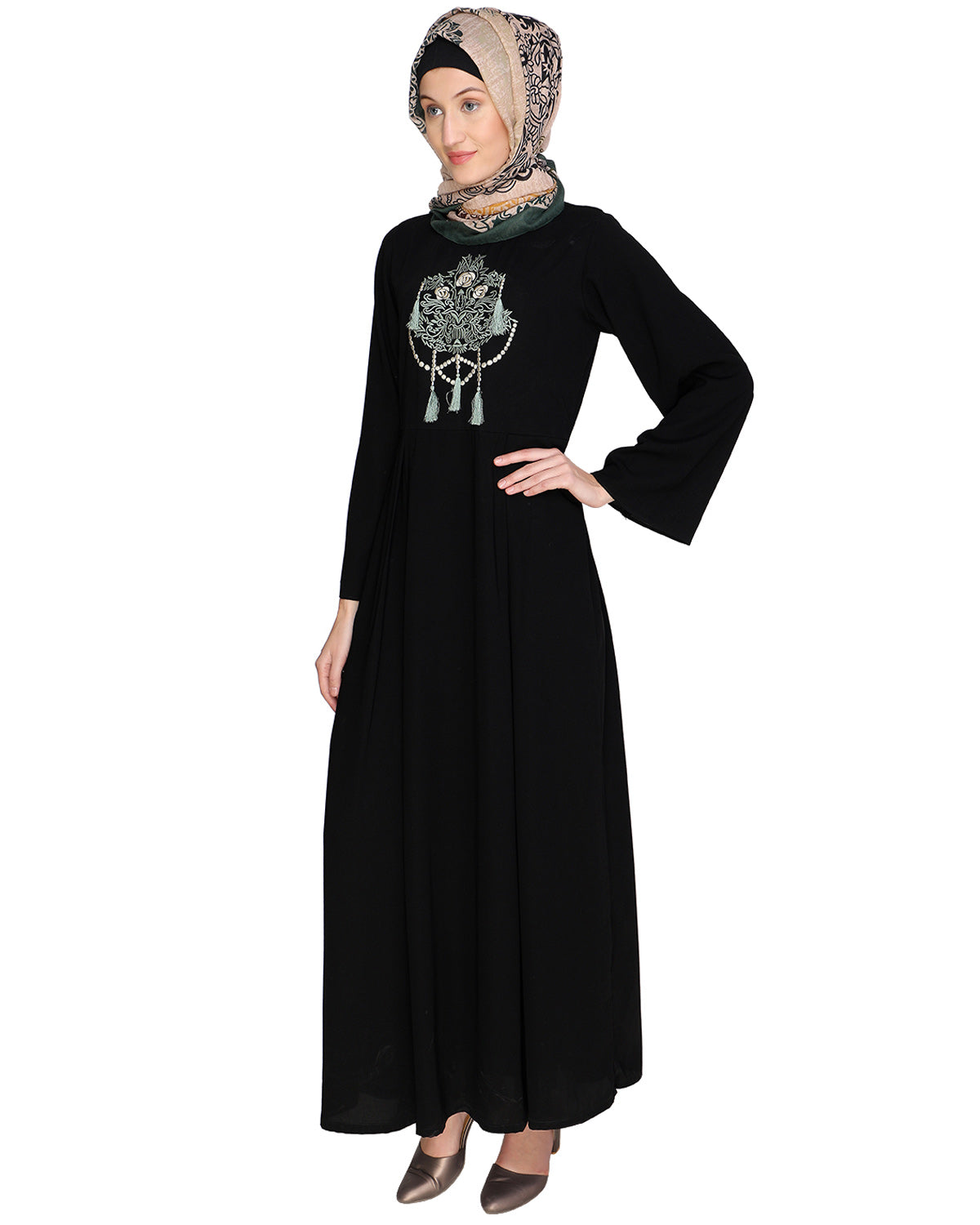 Tassels Detail Abaya Black S