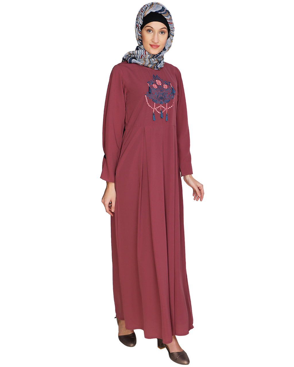 Tassels Detail Abaya Onion Pink S