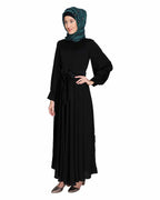 Flared Printed Maxi Dress Black