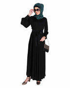 Flared Printed Maxi Dress Black