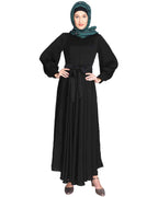 Flared Printed Maxi Dress Black
