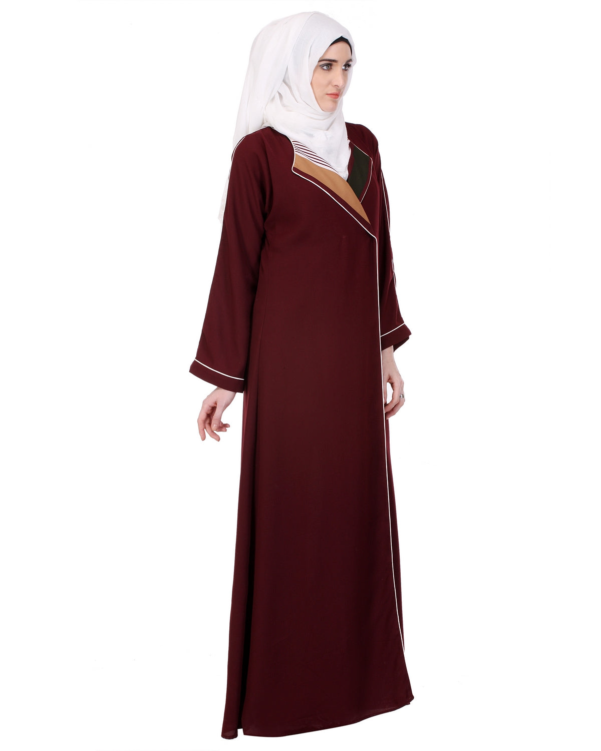 Chocolate Bell Sleeved Coat Style Abaya Chocolate Brown