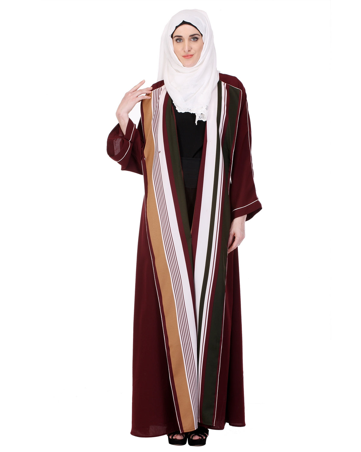 Chocolate Bell Sleeved Coat Style Abaya Chocolate Brown