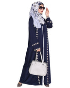 Jacket Style Abaya with Exquisite Mirror Work Blue