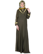 Crossover Yoke Flared Abaya Green