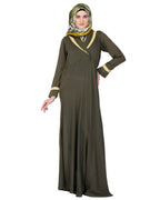 Crossover Yoke Flared Abaya Green