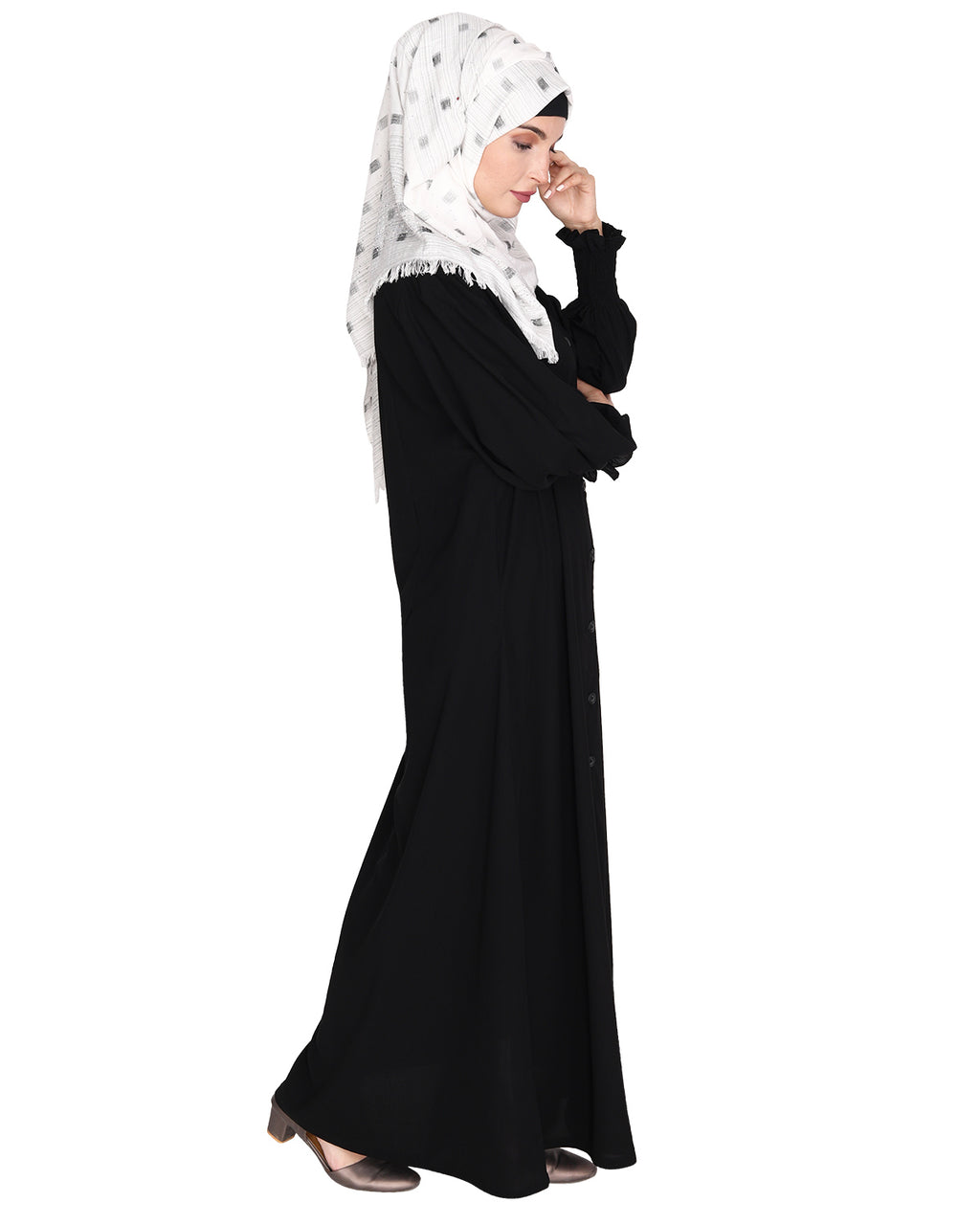 Voguish Front Open Abaya Black