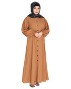 Voguish Front Open Abaya Dark Beige