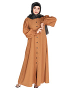 Voguish Front Open Abaya Dark Beige