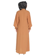 Voguish Front Open Abaya Dark Beige